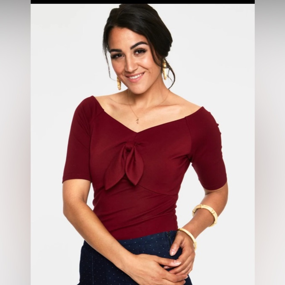 VOODOO VIXEN ANIKA BOW TOP BURGUNDY NWT M